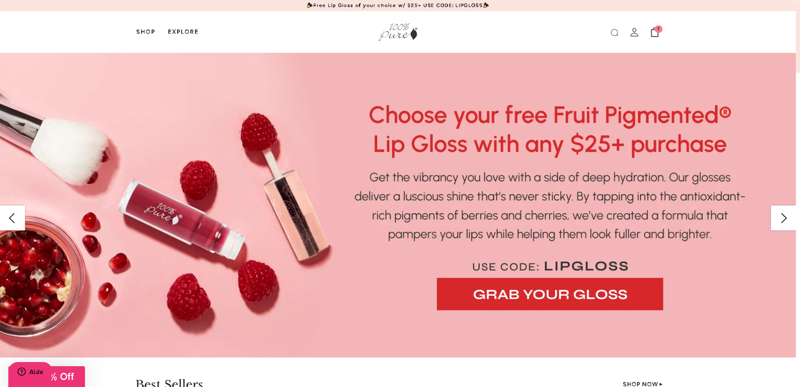 Capture du site 100percentpure.com